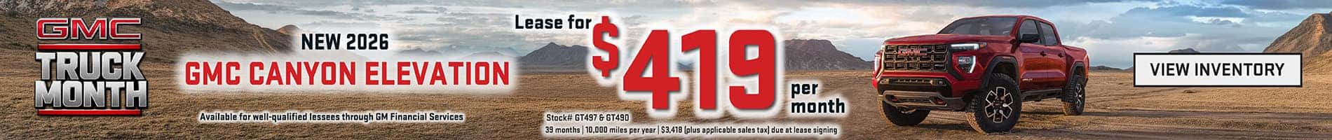 September Leases available on New 2026 GMC Canyon Trucks