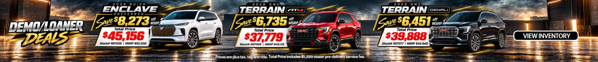 Demo/Loaner Savings on 2026 Buick Enclave and GMC Terrain SUVs