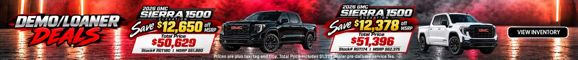 Demo/Loaner Savings on 2026 GMC Sierra 1500 Elevation Trucks