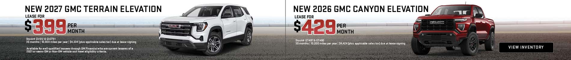 October Leases on New 2026 GMC Canyon Trucks and Terrain SUVs