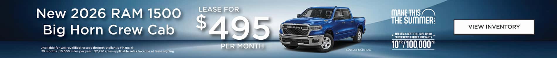 $495 lease available on New 2026 RAM 1500 trucks