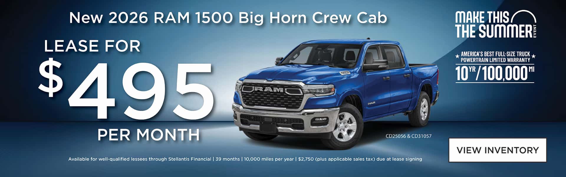 $495 lease available on New 2026 RAM 1500 trucks