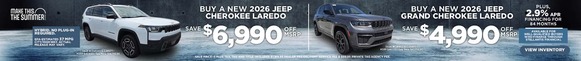 June Savings on New 2026 Jeep Cherokee and Grand Cherokee SUVs