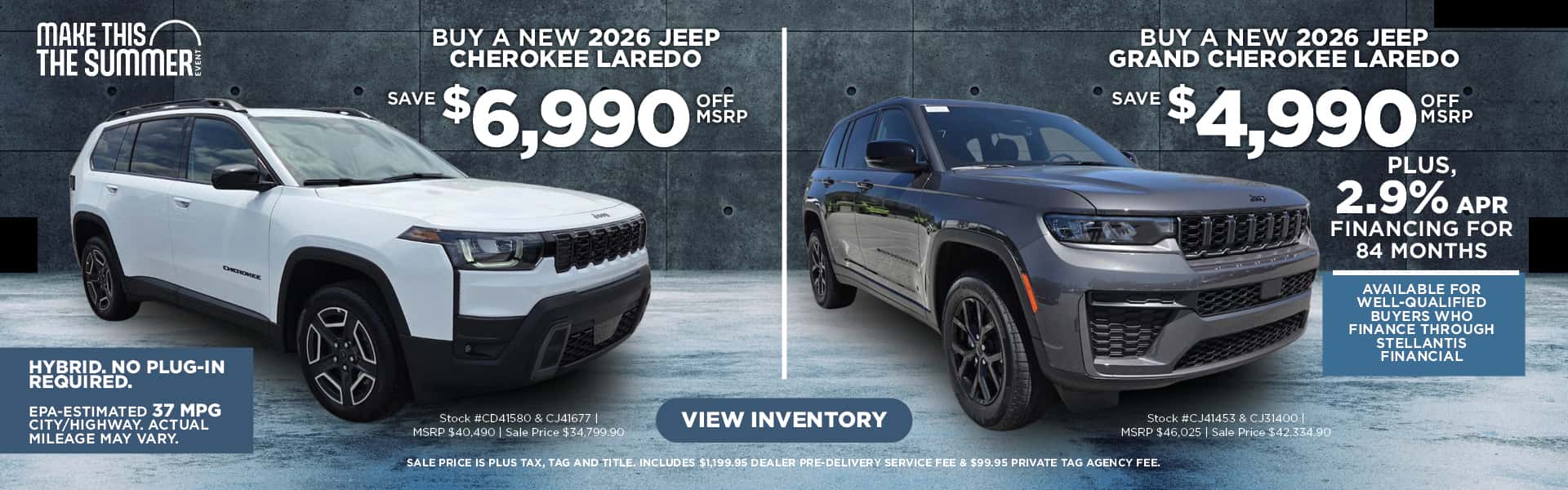 June Savings on New 2026 Jeep Cherokee and Grand Cherokee SUVs