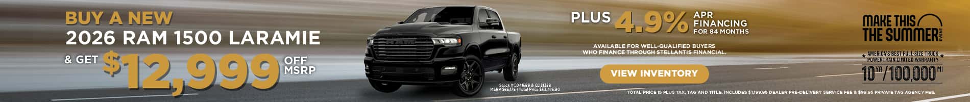 June Savings and APR offers on New 2026 RAM 1500 Trucks