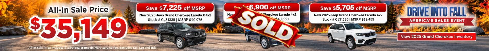 Drive into fall with great savings on New 2025 Jeep Grand Cherokee SUVs