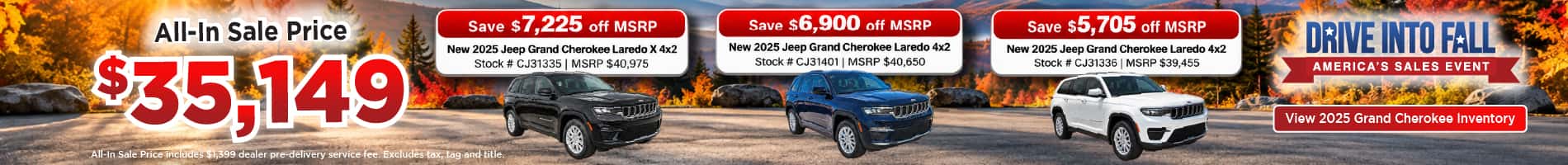 Drive into fall with great savings on New 2025 Jeep Grand Cherokee SUVs