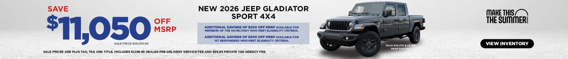 June Savings on New 2026 Jeep Gladiator Trucks