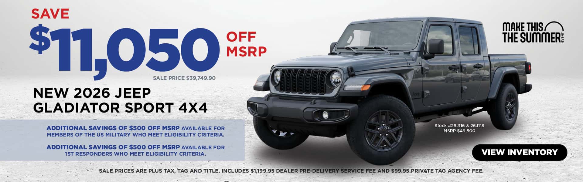 June Savings on New 2026 Jeep Gladiator Trucks