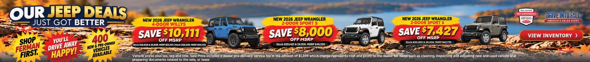 September savings on New 2026 Jeep Wrangler Willys and Sport S models