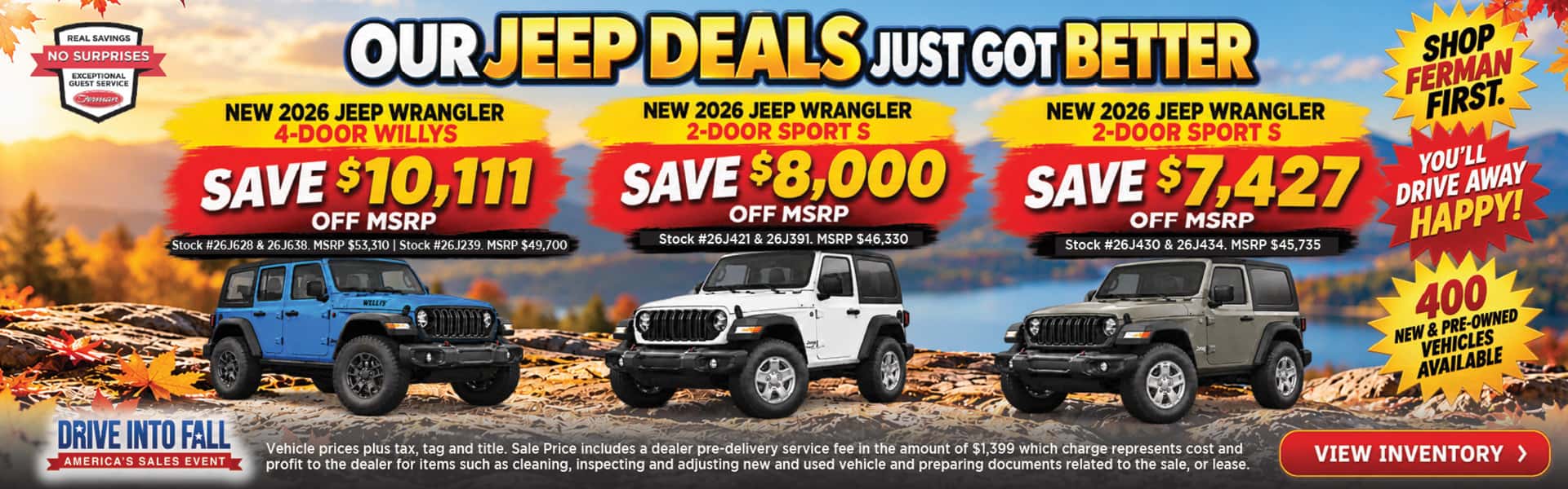 September savings on New 2026 Jeep Wrangler Willys and Sport S models