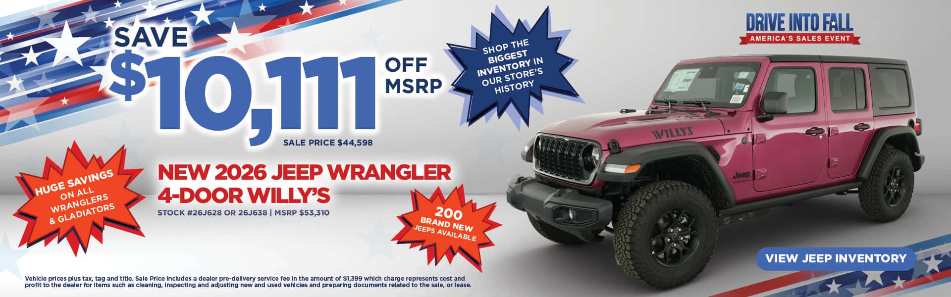 $10,111 savings off MSRP on new 2026 jeep wranglers