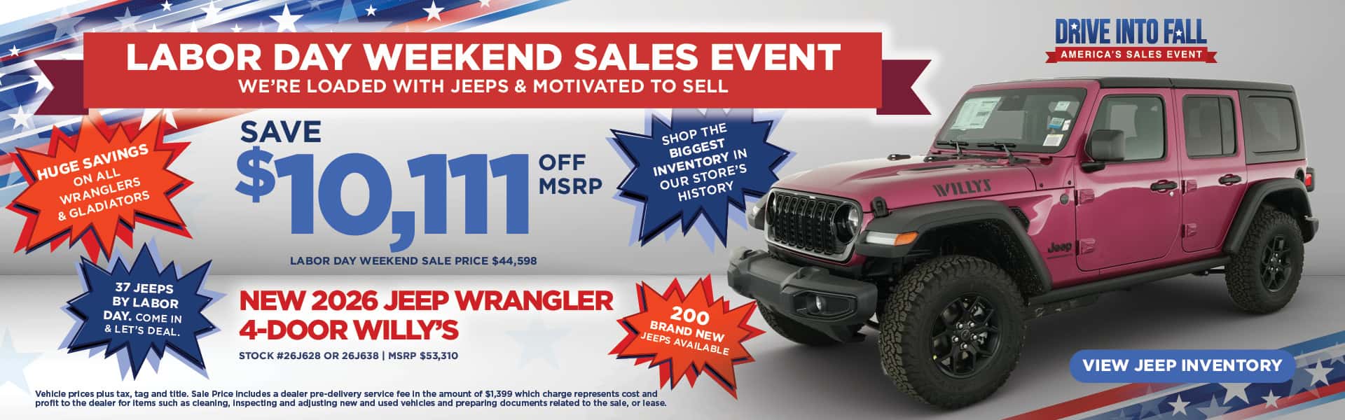 $10,111 savings off MSRP on new 2026 jeep wranglers