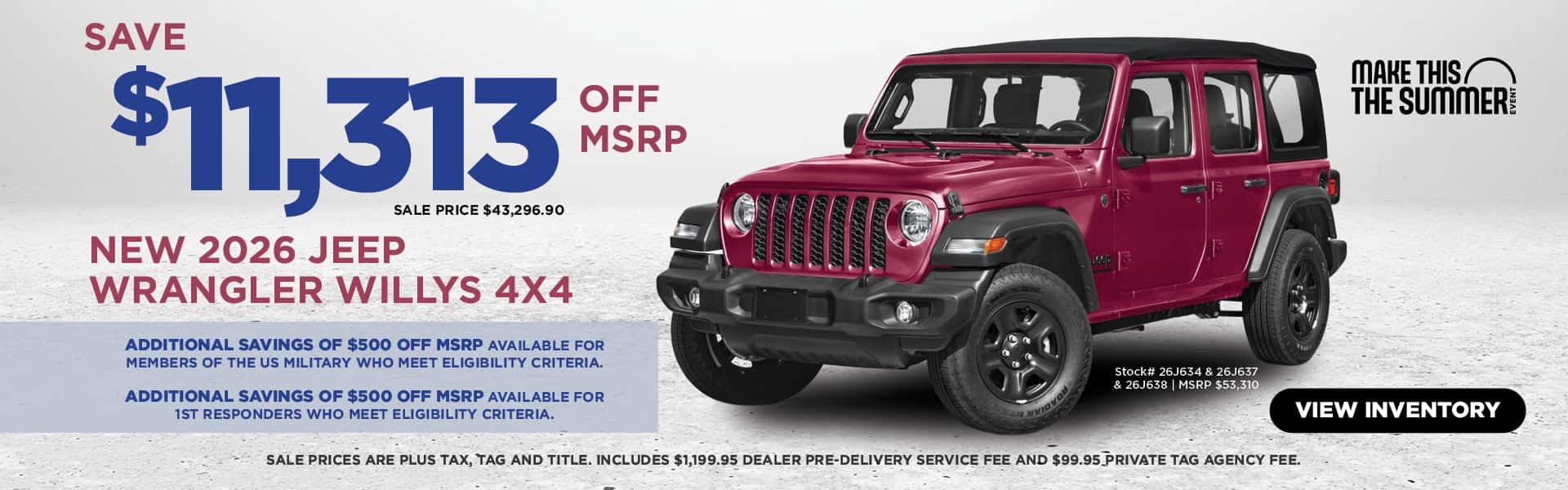July Savings on New 2026 Jeep Wranglers