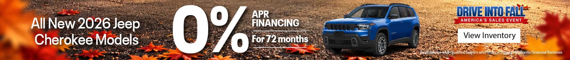 0% APR Financing for 72 months on New 2026 Jeep Cherokee