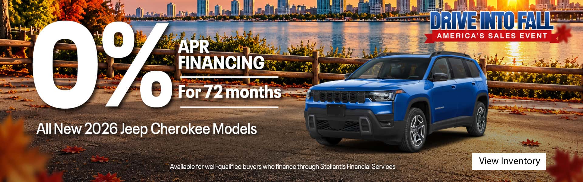 0% APR Financing for 72 months on New 2026 Jeep Cherokee