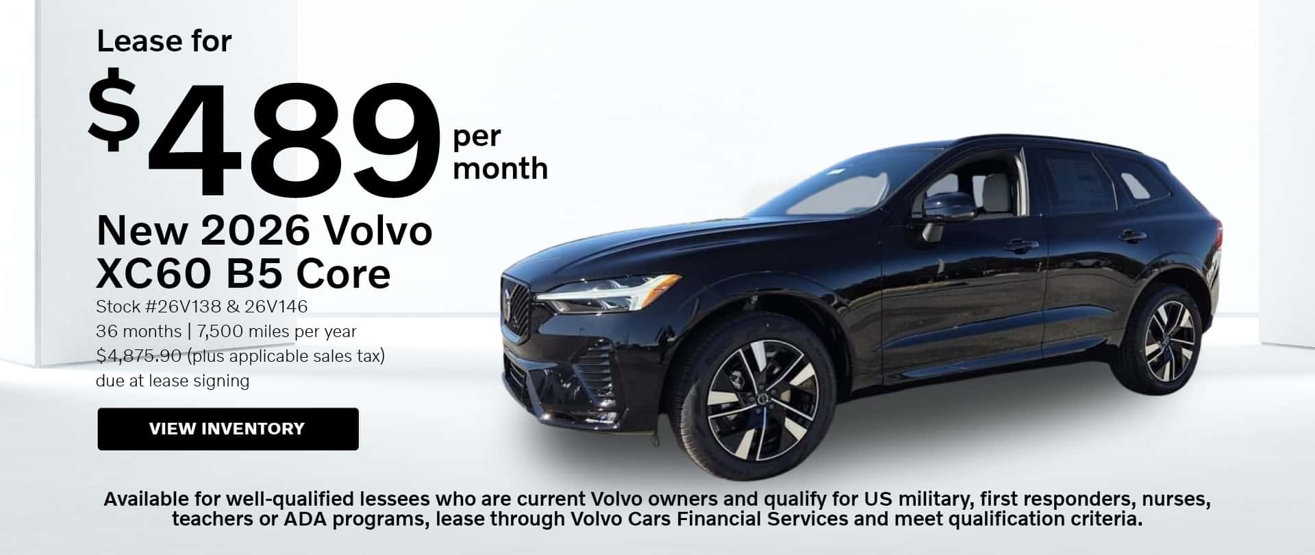 $489 per month lease on New 2026 Volvo XC60 SUV