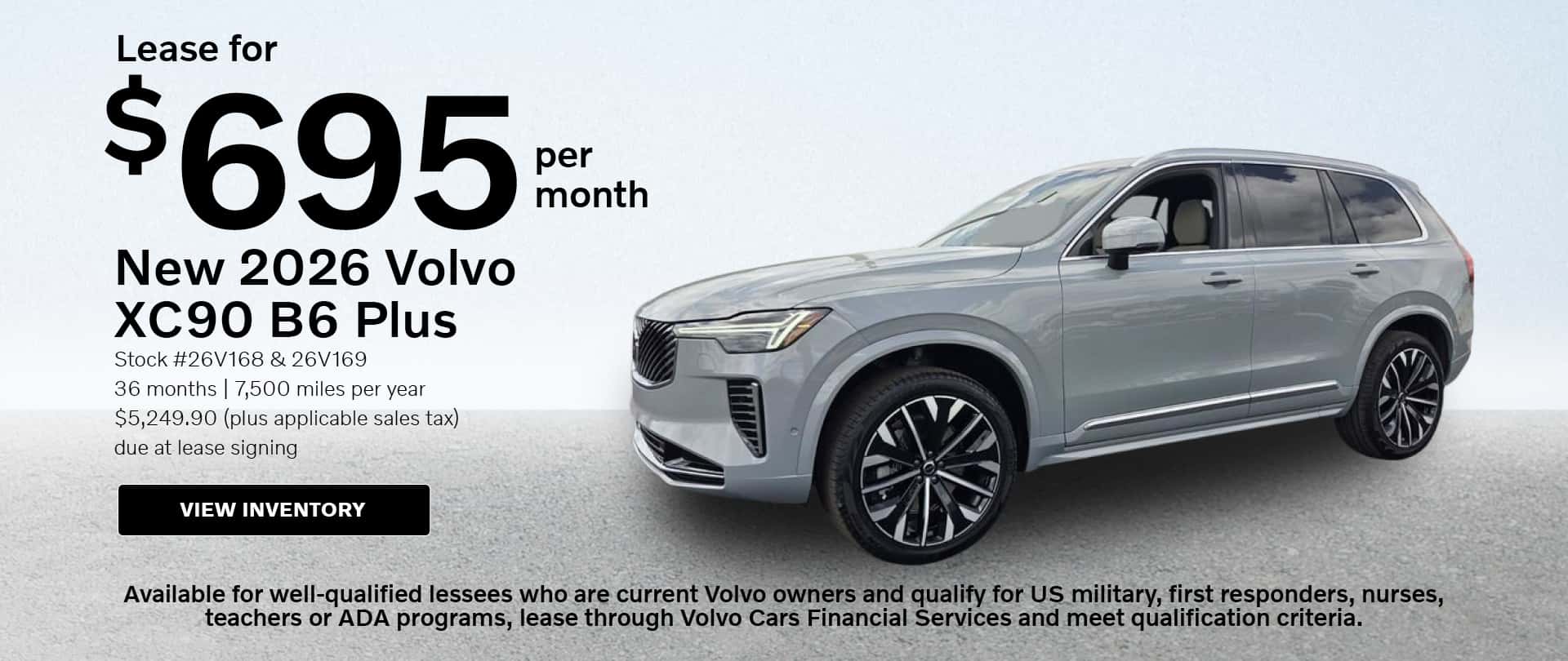 $695 per month lease on new 2026 Volvo XC90 SUV