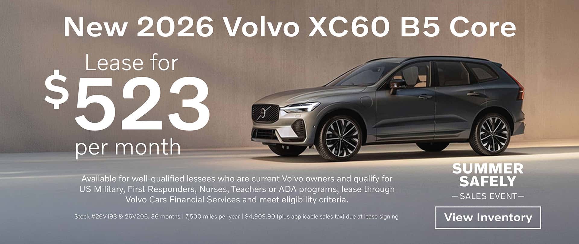 $523 per month lease on New 2026 Volvo XC60 SUV