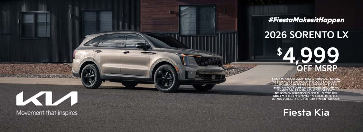 Fiesta Kia August 2026 Sorento Special