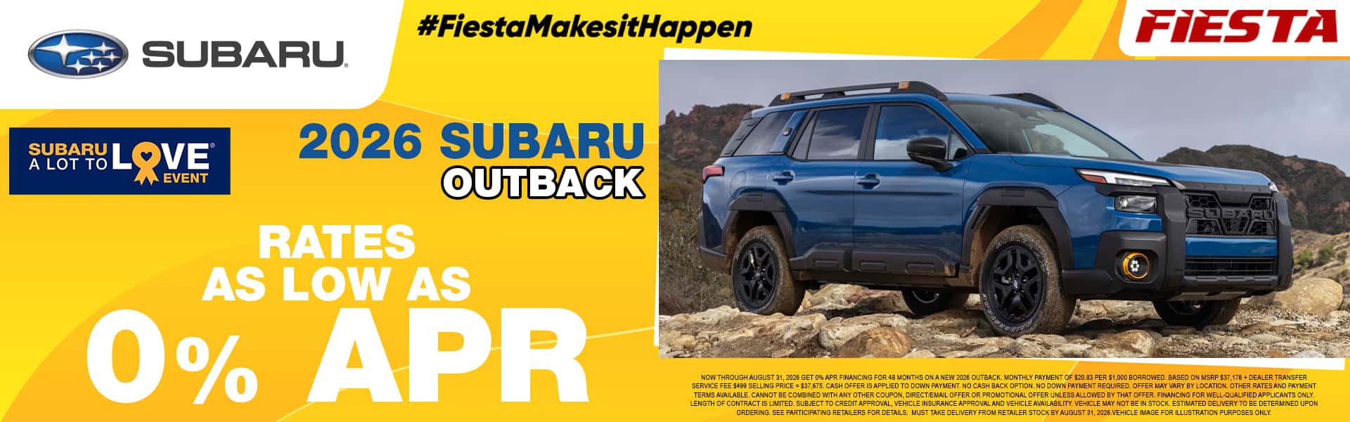 Fiesta Subaru August 2026 Outback Special