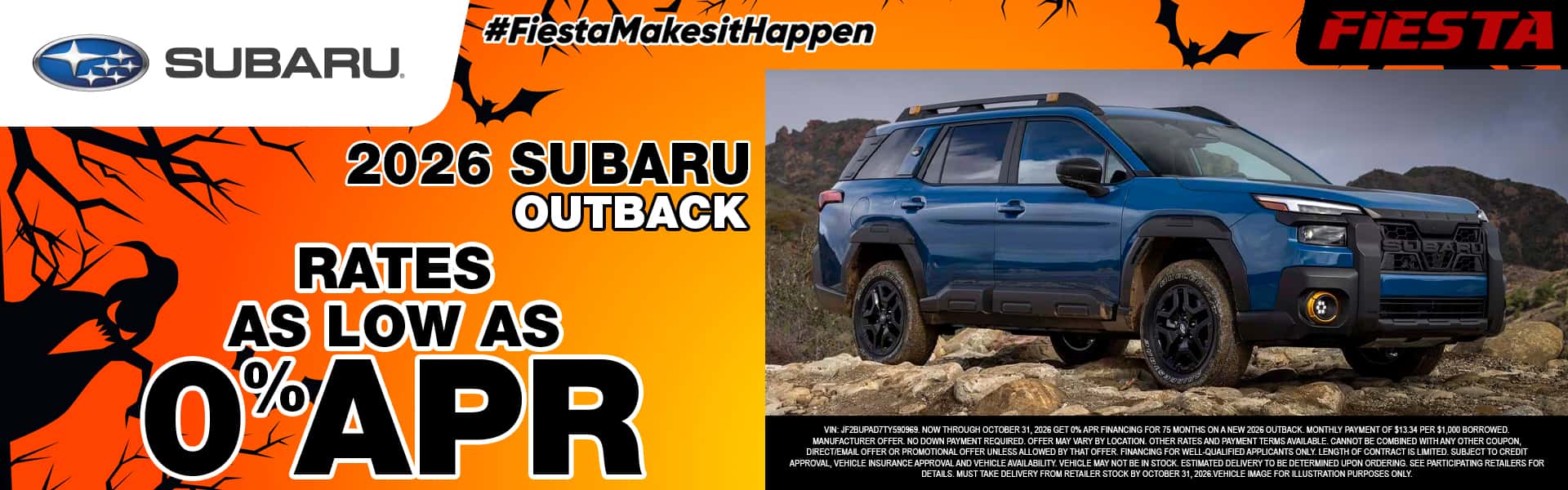 Fiesta Subaru October 2026 Outback Special