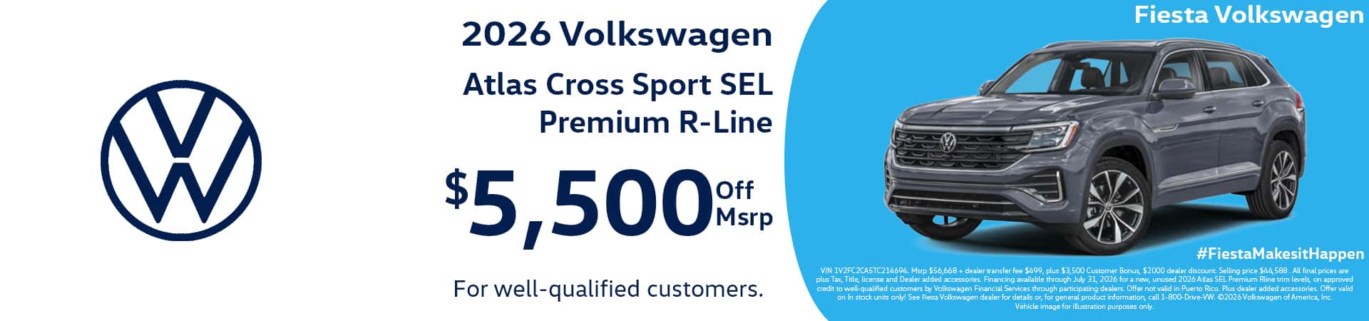 Fiesta VW July 2026 Atlas Cross Sport Special