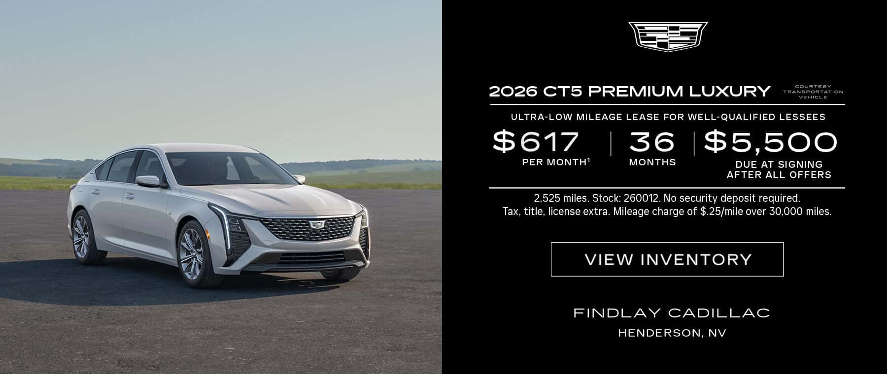2026 Cadillac CT5 Premium Luxury Ultra-Low Mileage Lease