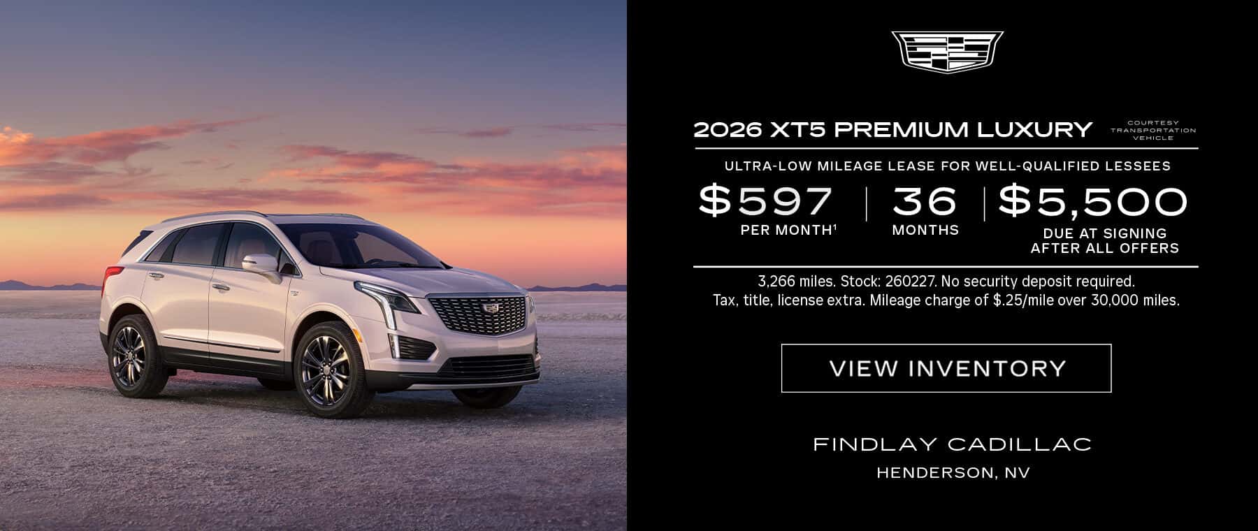 2026 Cadillac XT5 Premium Luxury Ultra-Low Mileage Lease