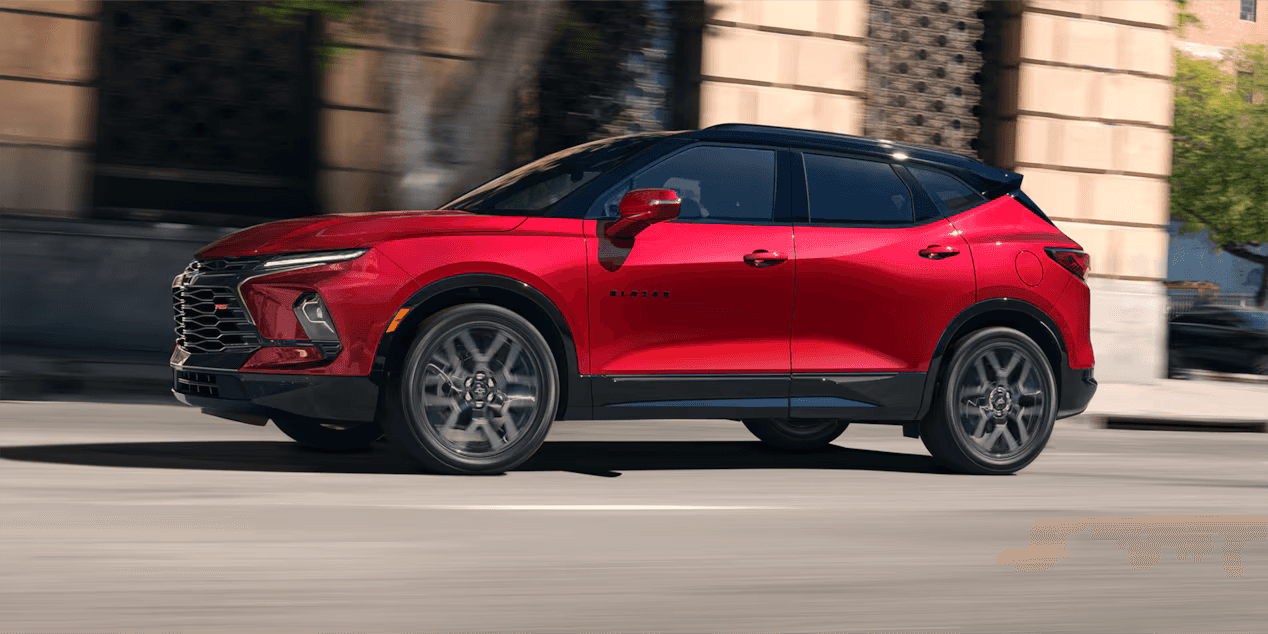 2025 Chevy Blazer driving in profile