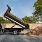 2025 Chevy Low Cab Forward Truck dumping mulch