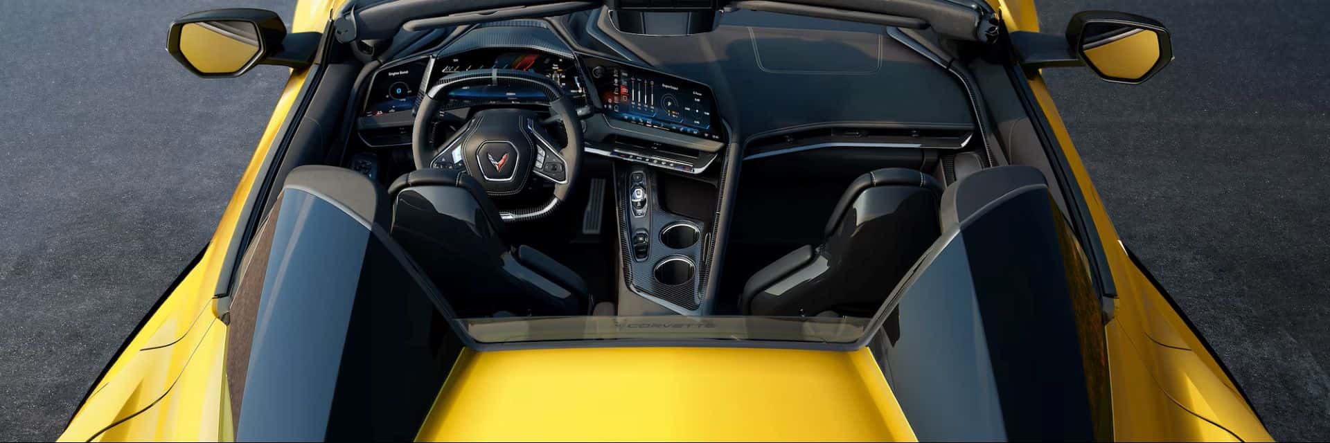 Bird's eye view of the Chevrolet Corvette Stingray cockpit