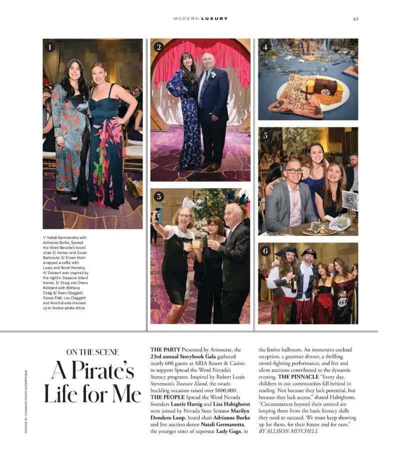 VEGAS Magazine feature for Spread the Word Nevada Storybook Gala