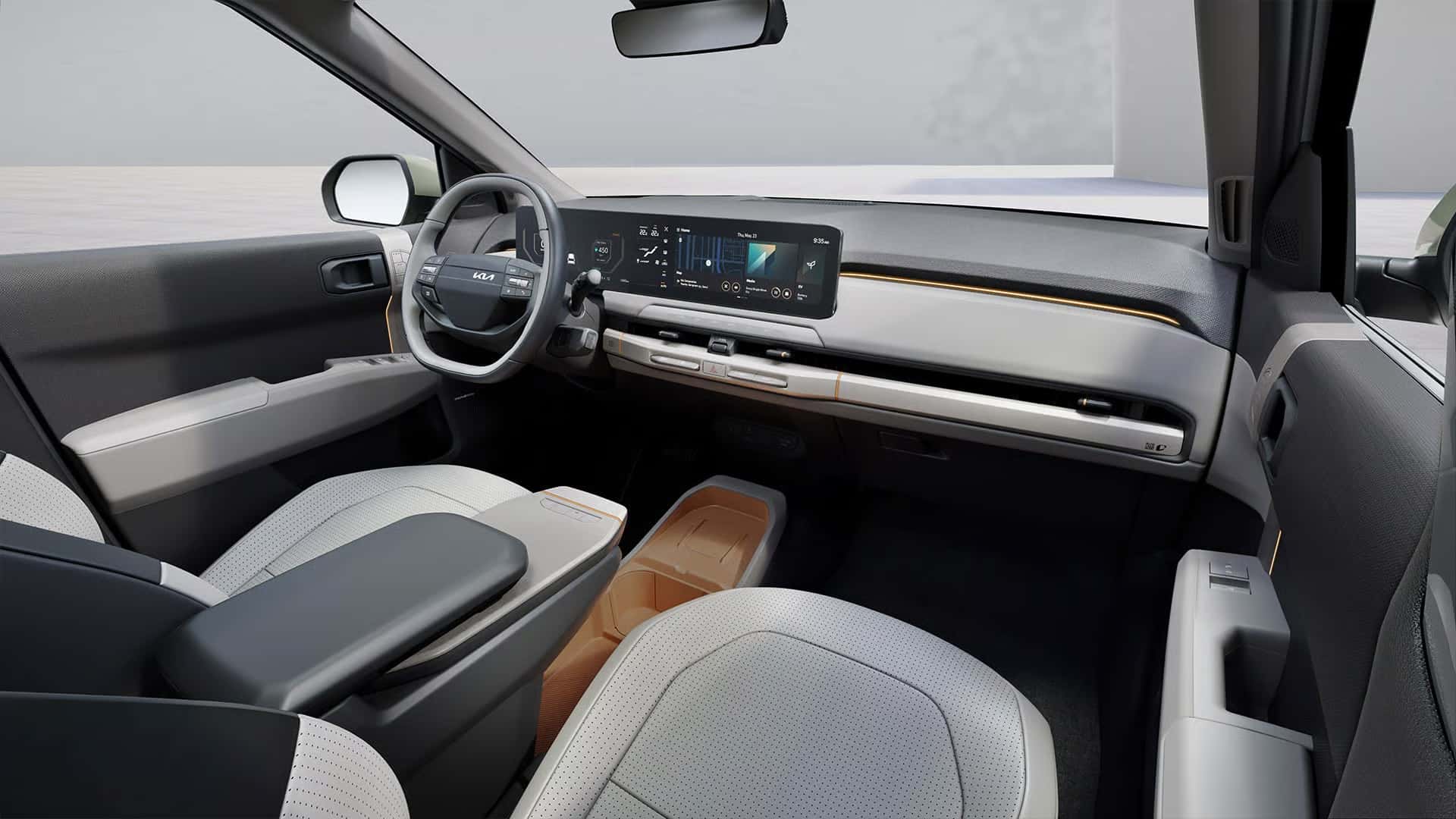 Kia EV3 panoramic digital display and interior technology