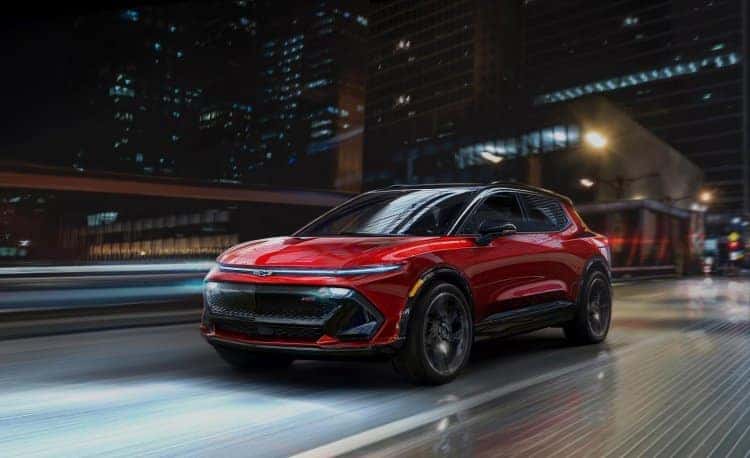 2024 Chevy Equinox EV on a street at night