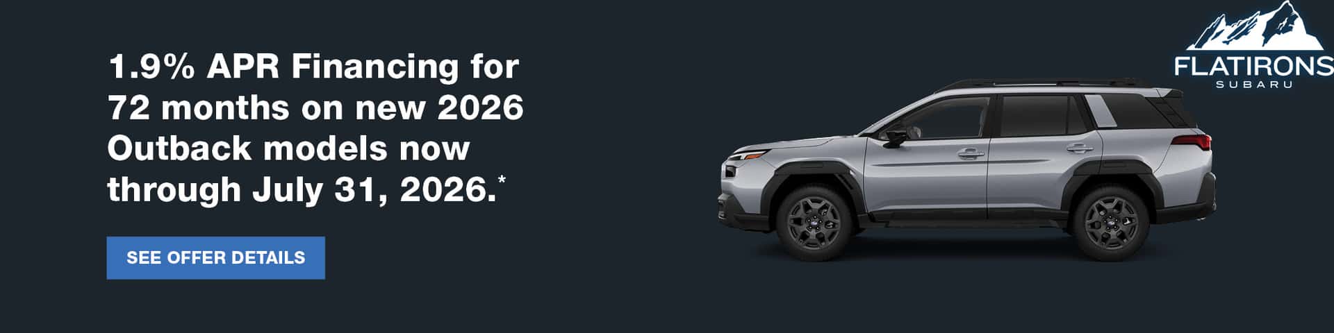 1.9% APR Outback July 2026