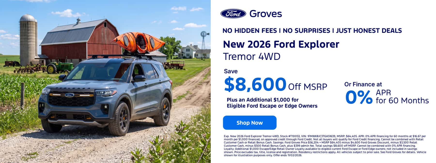New 2026 Ford Explorer Tremor 4WD