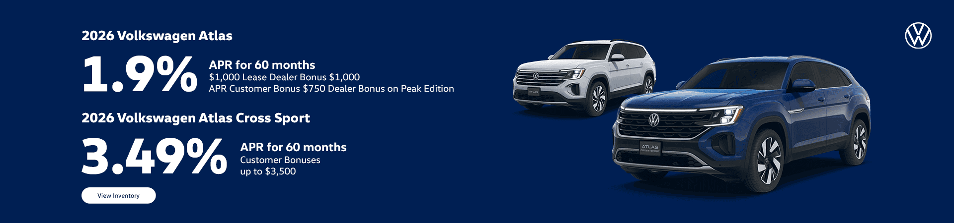 2026 Atlas 1.9% APR for 60 Months