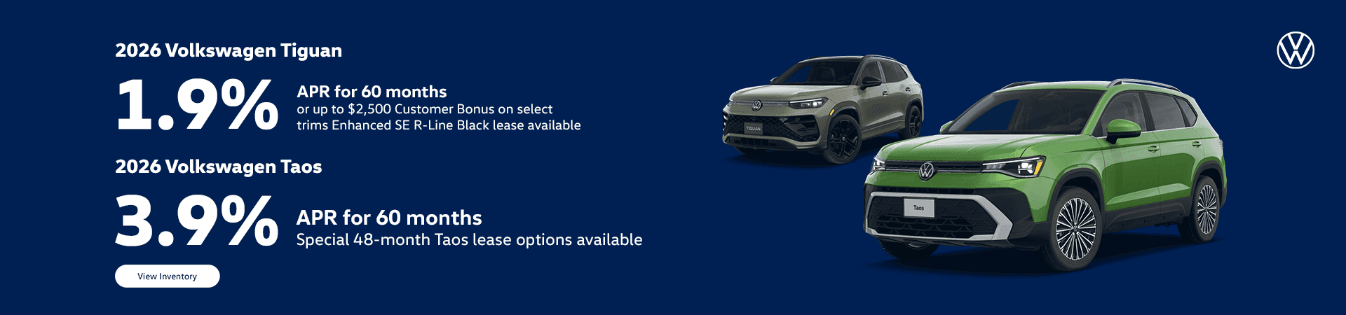 2026 Tiguan 1.9% APR for 60 Months