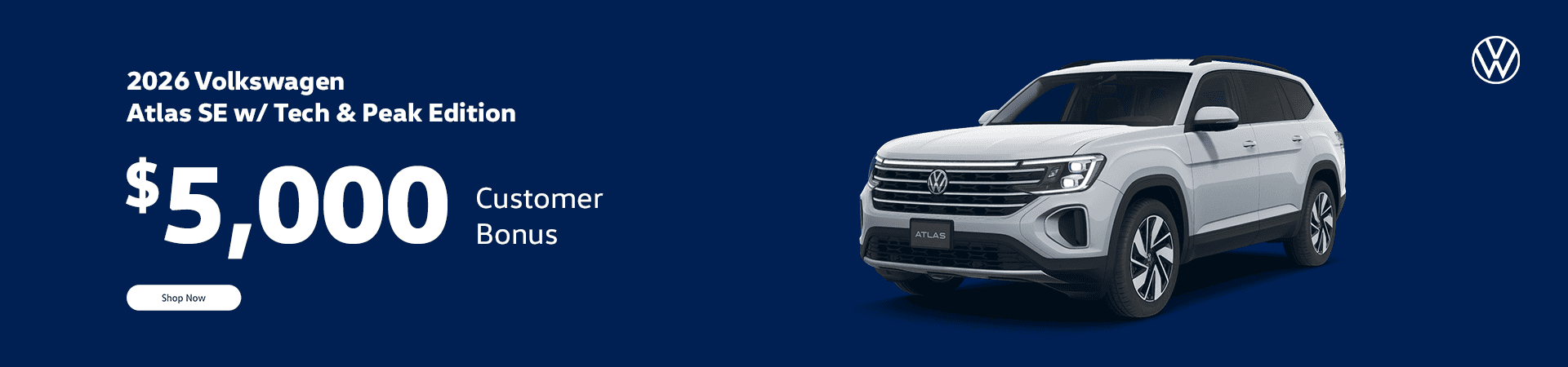 2026 Volkswagen Atlas SE w/ Tech & Peak Edition Subtext: $5,000 Customer Bonus