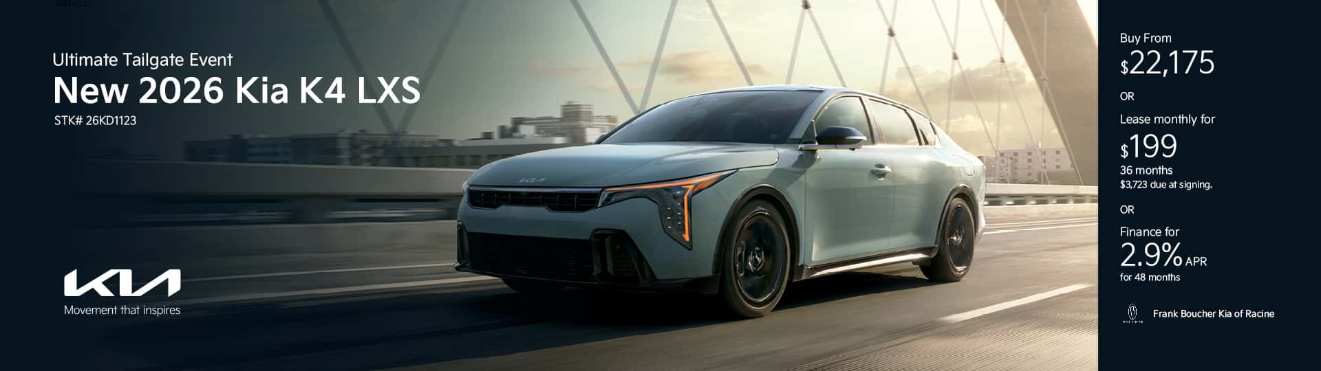 New 2026 Kia K4 LXS