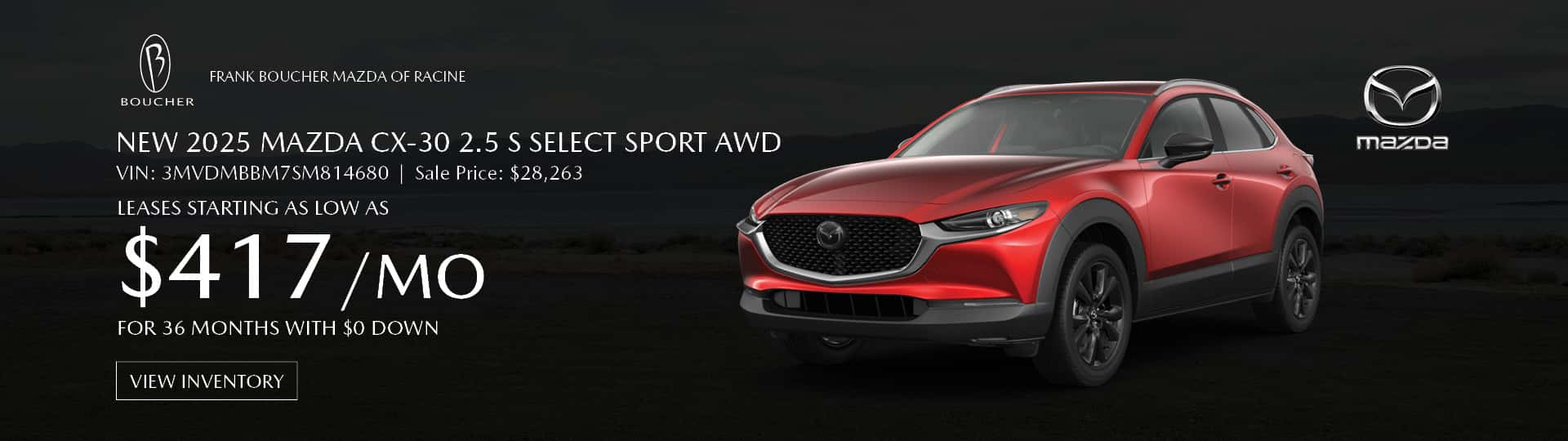 May 25 - 2025 Mazda CX-30 2.5 S Select Sport AWD in Racine, WI