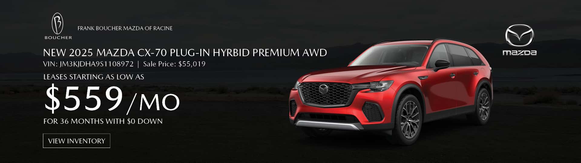 May 25 - 2025 Mazda CX-70 Plug-in Hybrid Premium AWD in Racine, WI