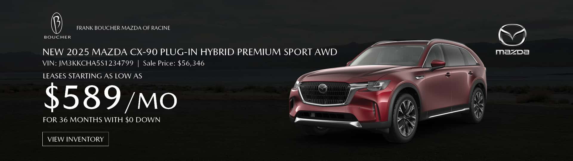 May 25 - 2025 Mazda CX-90 Plug-in Hybrid Premium Sport AWD in Racine, WI