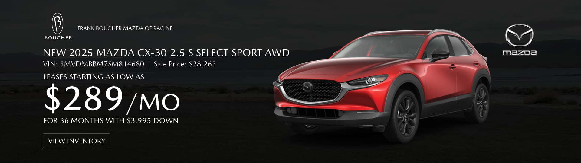 June 25 - 2025 Mazda CX-30 2.5 S Select Sport AWD in Racine, WI