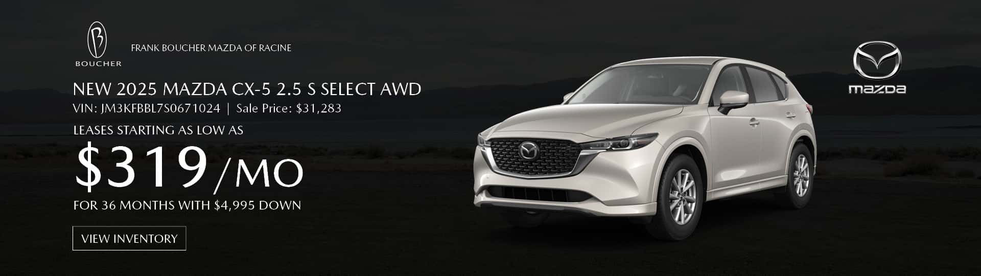 June 25 - 2025 Mazda CX-5 2.5 S Select AWD in Racine, WI