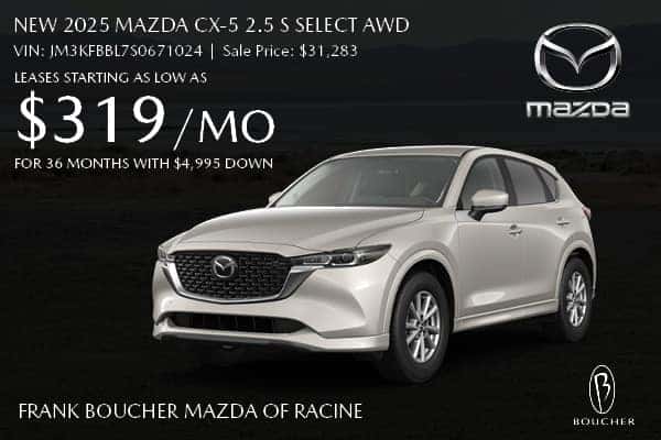 Lease a new 2025 Mazda CX-5 2.5 S Select AWD in Racine, WI