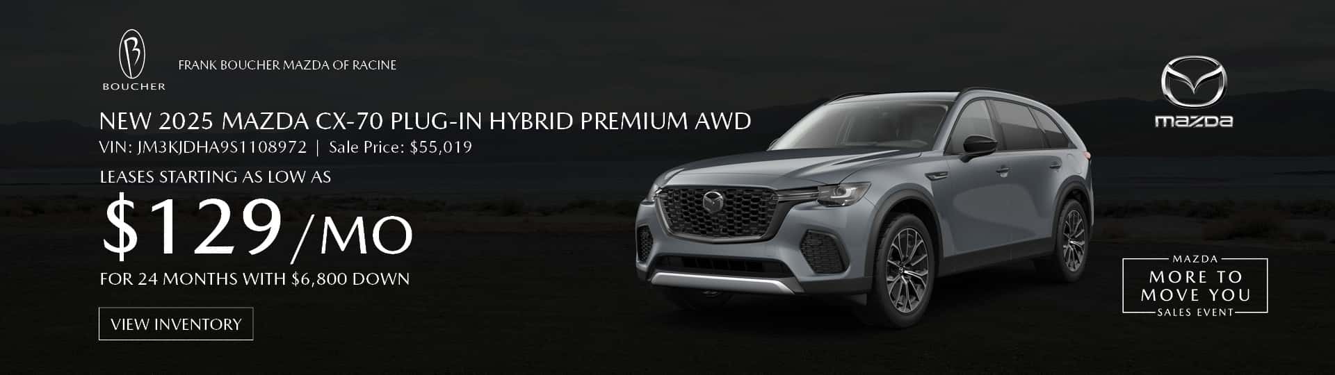 July 25 - 2025 Mazda CX-70 Plug-in Hybrid Premium AWD in Racine, WI