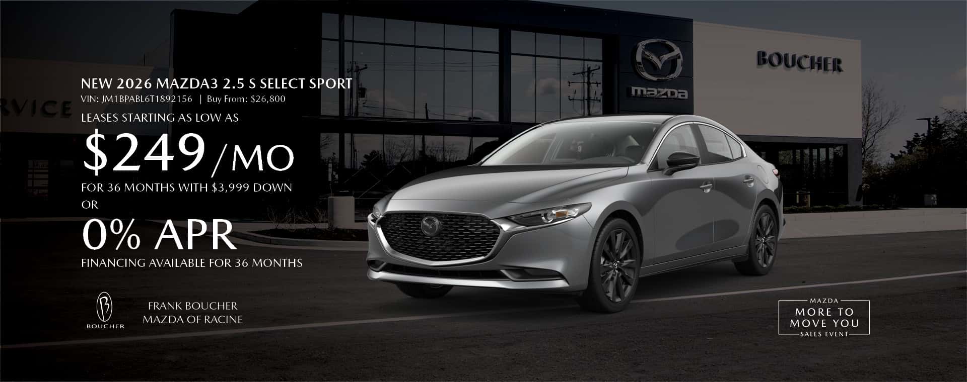Save on a New 2026 Mazda3 2.5 S Select Sport