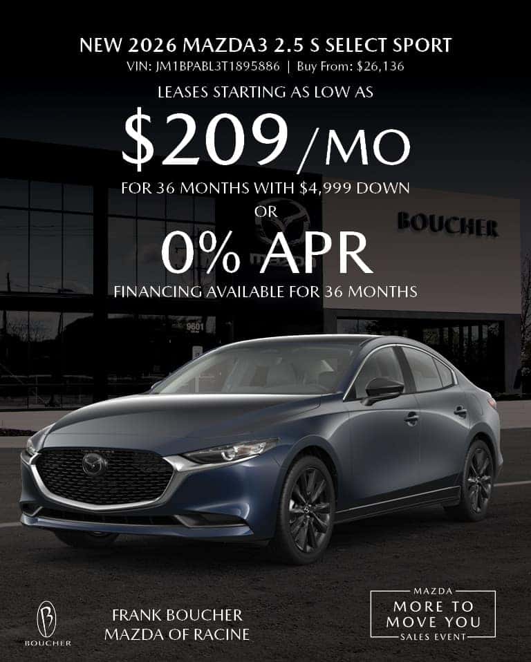 Save on a New 2026 Mazda3 2.5 S Select Sport!